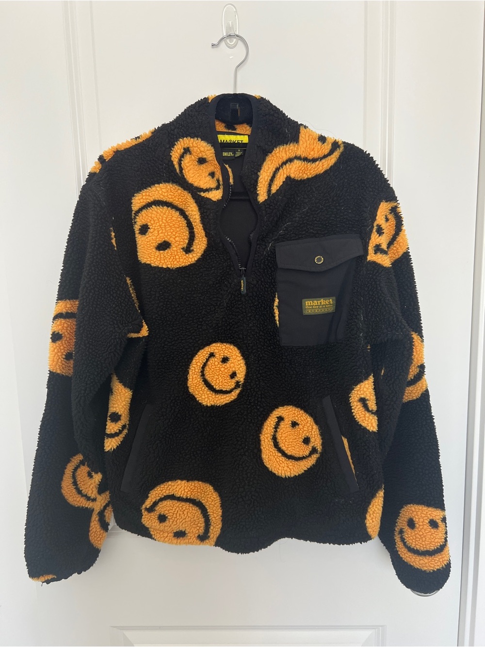 MARKET All Over Print Smiley Face Fleece Jacket